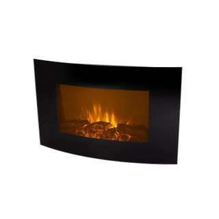 Eurom valencia atmosphère cheminée murale 2000watt 14.5x88.3x56cm métal verre noir