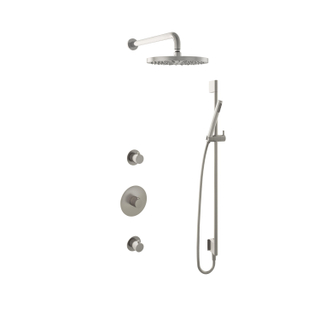 Hotbath Buddy IBS Regendoucheset - 35cm wandarm - 30cm ronde hoofddouche - staafhanddouche - glijstang - geborsteld nikkel
