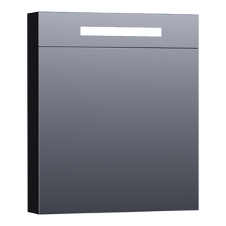 Saniclass Double Face Spiegelkast - 60x70x15cm - verlichting - geintegreerd - 1 rechtsdraaiende spiegeldeur - MDF - mat zwart