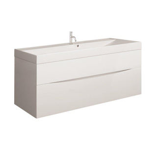 Crosswater Glide II Ensemble de meuble - 100x45x52cm - 2 tiroirs - sans poignées - Blanc brillant - lavabo Ice White - 1 trou de robinet