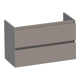 BRAUER Solution Small Wastafelonderkast - 80x39x50cm - 2 softclose greeploze lades - 1 sifonuitsparing - MDF - mat taupe