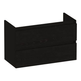 BRAUER Joy wastafelonderkast ondiep - 80x39x50cm - 2 softclose lades - greeploos - 1 sifon uitsparing - Timber Black