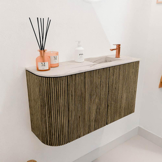 Mondiaz JOYA-DLUX 71.6cm toiletmeubel - ronding links kleur Dusk - Wastafel FAYE positie Rechts 1 kraangat kleur Nata.