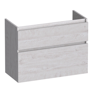 BRAUER Delight Wavy meuble sous lavabo peu profond 80 2 tiroirs softclose - sans poignée - 1 découpe pour le siphon - Forest Seashell