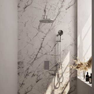 Ensemble de douche à encastrer Brauer Chrome Carving - douche principale 30 cm - bouton Carving - douchette ronde 3 positions - glissière - chrome