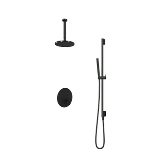 Hotbath Cobber IBS22 Regendoucheset inbouw - 30cm plafondarm - 20cm ronde hoofddouche - staafhanddouche - glijstang - mat zwart