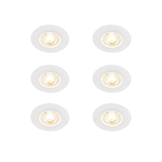 QAZQA Ulo Inbouwspot - set van 6 - 8.2x8.2cm - incl. LED - 3 staps dimbaar - IP44 - rond - mat wit