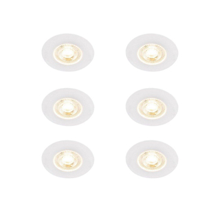 QAZQA Ulo Inbouwspot - set van 6 - 8.2x8.2cm - incl. LED - 3 staps dimbaar - IP65 - rond - mat wit