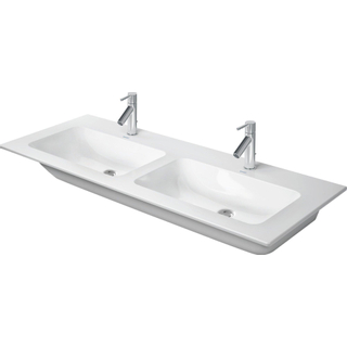 Duravit ME par Starck lavabo à poser double 2 trous de robinet avec trop-plein 130x49cm blanc mat