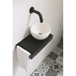 Ink Jazz XS toiletmeubel frame mat zwart plateau mat zwart waskom rechts polystone 20cm mat wit