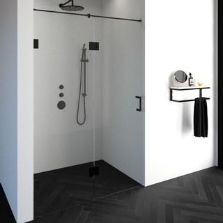 BRAUER Crée porte de douche 140x200cm 2 pièces sans cadre avec anti-calcaire et verre de sécurité 8mm noir mat
