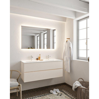 Mondiaz VICA ensemble de meuble de salle de bain - 120cm - meuble sous-vasque lin - 2 tiroirs - lavabo nuage double - 2 trous de robinet - miroir LED - version XL 60cm de haut