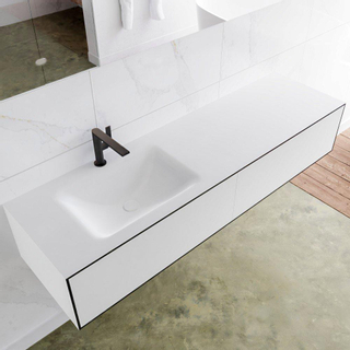 Mondiaz Lagom Meuble avec 2 tiroir 160x30x45cm vasque Cloud gauche 1 trou de robinet Solid Surface Urban