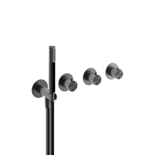 Hotbath Archie Partie de finition - thermostat de douche Archie avec 2 robinets d'arrêt sans bec BGP Gunmetal brossé PVD