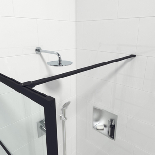 Saniclass Bellini Inloopdouche - 90x200cm - lines frame buitenzijde - antikalk - mat zwart SHOWROOMMODEL
