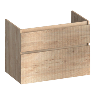 BRAUER Delight Wavy Badkamermeubelset - 80x46x70cm - 2 lades - greeploos - softclose - met wastafel - met kraaangat - marmerlook - calacatta gold - forest wheat