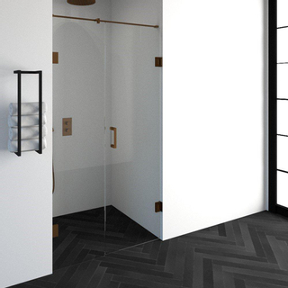 BRAUER Créer porte de douche 110x200cm 2 pièces sans cadre avec anti-calcaire et verre de sécurité 8mm cuivre