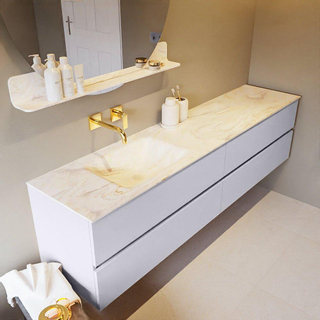 Mondiaz VICA-DLUX ensemble de meuble de salle de bain - 200cm - meuble sous-vasque cale - 4 tiroirs - lavabo encastrée cloud gauche - sans trous de robinet - version haute de 60cm - ostra