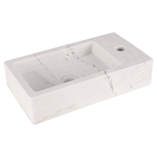 Differnz Hura Lave-mains - 40x22x9cm - Pierre marbrée - blanc