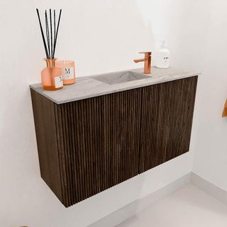 Mondiaz JOYA-DLUX 70cm toiletmeubel - kleur Walnut - Wastafel FAYE positie Midden 1 kraangat kleur Glace.