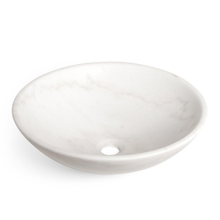 Saniclass Arino Vasque à poser 42x14cm rond marbre Blanc SECOND CHOIX