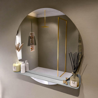 Mondiaz SPOT Badkamerspiegel - rond 100cm - spiegelplanchet - kleur Plata