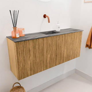 Mondiaz JOYA-DLUX 100cm meuble de toilette - couleur Oak - Vasque FAYE position Milieu Sans trou de robinet couleur Sombra.