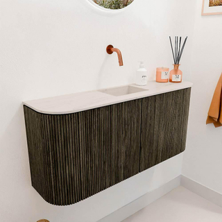 Mondiaz JOYA-DLUX 93.2cm toiletmeubel - ronding links en rechts kleur Shadow - Wastafel FAYE positie Midden Zonder kraangat kleur Meli.