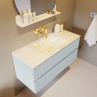 Mondiaz VICA-DLUX ensemble de meuble de salle de bain - 110cm - meuble sous-vasque argile - 2 tiroirs - lavabo encastré nuage milieu - sans trous de robinet - version haute 60cm - ostra