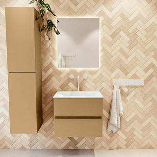 Mondiaz VICA ensemble de meuble de salle de bain - 60cm - meuble sous-vasque oro - 2 tiroirs - lavabo moon milieu - 1 trou de robinet - version haute de 60cm - talc