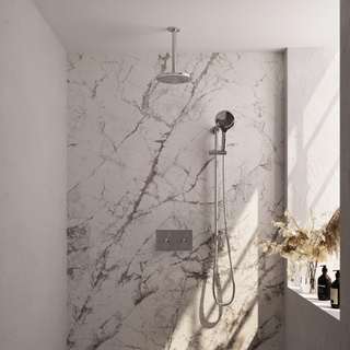 Brauer Chrome Edition douche thermostatique à effet pluie encastrée set 71 20cm pommeau de douche bras de plafond 3 positions douche à main flexible de douche barre coulissante intégrée chrome