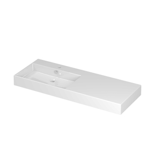 INK Unlimited lavabo - 120x45x11cm porcelaine gauche sans trou de robinet - blanc brillant