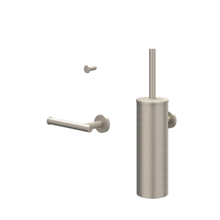 IVY Accessoireset: Borstelgarnituur wandmodel, handdoekhaak klein en toiletrolhouder Geborsteld nickel PVD