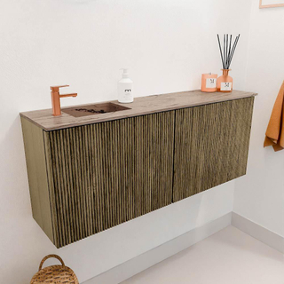 Mondiaz JOYA-DLUX 100cm toiletmeubel - kleur Dusk - Wastafel FAYE positie Links 1 kraangat kleur Arena.