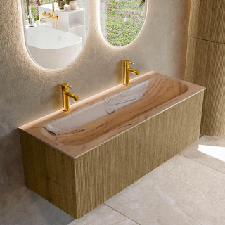 MONDIAZ KURVE-DLUX 120cm badmeubel kleur Dusk met 1 lade en 0 deuren. Wastafel BIG LARGE Midden 2 kraangaten Arena.