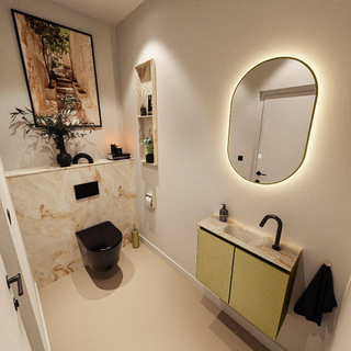 MONDIAZ TURE-DLUX Meuble toilette - 60cm - Oro - EDEN - vasque Frappe - position centrale - 1 trou de robinet