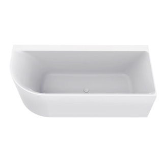 Wiesbaden Zenn baignoire d'angle droite 180 x 80 cm acrylique mat blanc avec bonde mat blanc