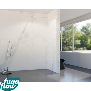 FugaFlow Eccelente Vetro inloopdouche badkamer - 120x200cm - helder glas - wandarm - mat wit