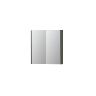 INK SPK2 Spiegelkast - 70x14x74cm - 2 deuren - dubbelzijdige Spiegel - schakelaar en stopcontact - MDF lak Mat beton groen