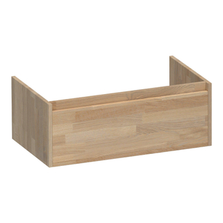 BRAUER Hope meuble sous lavabo - 80x30x45.5cm - 1 tiroir softclose sans poignée - 1 découpe pour le siphon - chêne massif - assemblage à dents de scie chêne gris