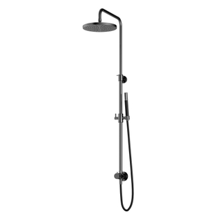Hotbath Cobber ensemble de douche, douche de tête 30cm et flexible de douche 1,5mtr avec douchette à main noir chrome
