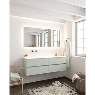 Mondiaz VICA ensemble de meuble de salle de bain - 150cm - meuble sous-vasque gris - 4 tiroirs - lavabo cloud gauche - sans trou de robinet - miroir LED - version XL 60cm de haut