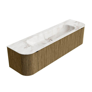Mondiaz KURVE-DLUX Badkamermeubelset - 170x46x40cm - 1 lade - 2 deuren - wastafel solid surface - midden - 1 kraangat - Dusk