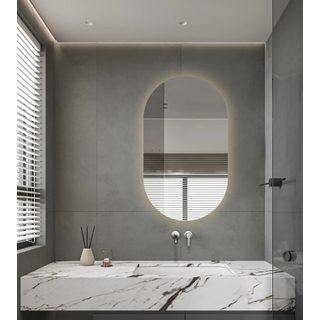 Adema Shine Miroir led salle de bain - 70x120cm - Ovale - horizontale/verticale - éclairage LED indirect - chauffe miroir - infrarouge