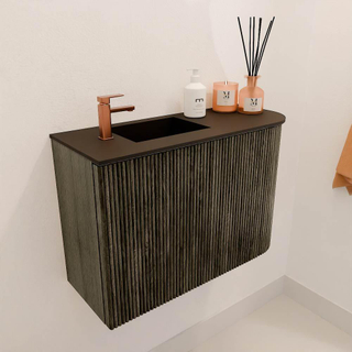 Mondiaz JOYA 61.6cm toiletmeubel - ronding rechts kleur Shadow - Wastafel FAYE positie Links 1 kraangat kleur Urban.