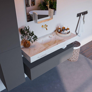 Mondiaz ALAN-DLUX Ensemble de meuble - 120cm - meuble Plata mat - 1 tiroir - Lavabo Cloud Frappe suspendu - vasque Centre - 0 trous de robinet