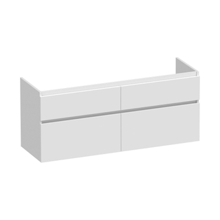 Saniclass Advance Meuble sous-lavabo 139x60x45.5cm sans poignées 4 tiroirs 2 espaces siphon MDF Blanc brillant