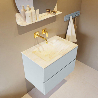 Mondiaz VICA-DLUX ensemble de meuble de salle de bain - 70cm - meuble sous-vasque argile - 2 tiroirs - lavabo encastré nuage milieu - sans trous de robinet - version haute 60cm - ostra