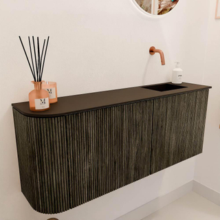 Mondiaz JOYA 101.6cm toiletmeubel - ronding links kleur Shadow - Wastafel FAYE positie Rechts Zonder kraangat kleur Urban.