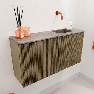 Mondiaz JOYA-DLUX 80cm toiletmeubel - kleur Dusk - Wastafel FAYE positie Rechts Zonder kraangat kleur Oza.